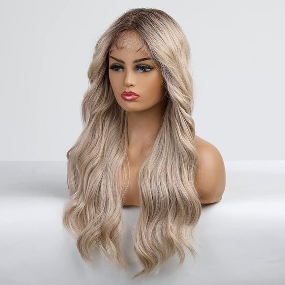 Long Ombre Light Blonde Middle Part Wig - Picture 6 of 7